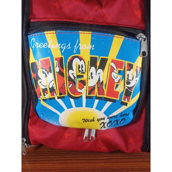 Disney Red Mickey Mouse Cooler Lunch Bag Family Size Multi Compartment Pockets - Picture 13 of 13